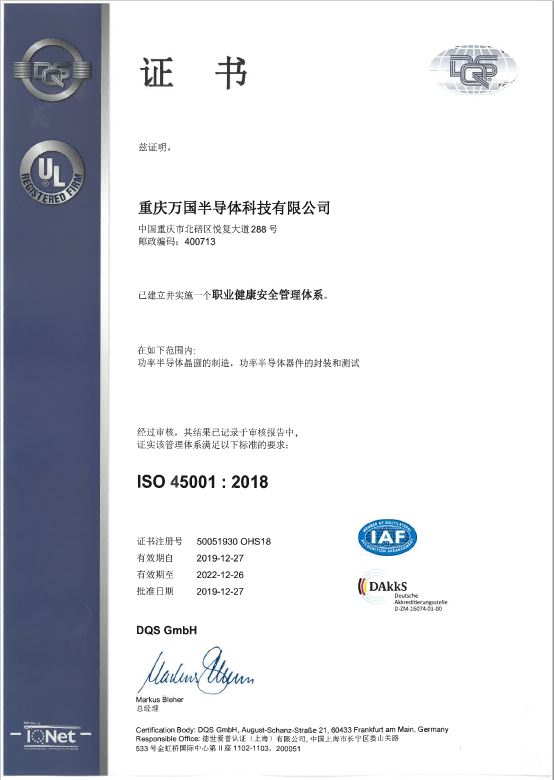 ISO45001 certificate